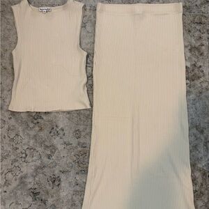 Reformation Cream Hays Knit Midi Skirt Set